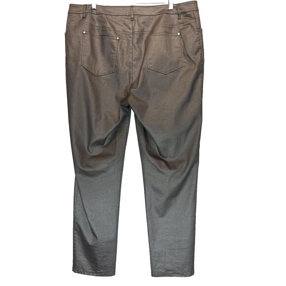 LAFAYETTE 148 Pants Size 16W Coated Mercer Skinny Ankle Shale Gray Stretch $598 - Picture 5 of 6
